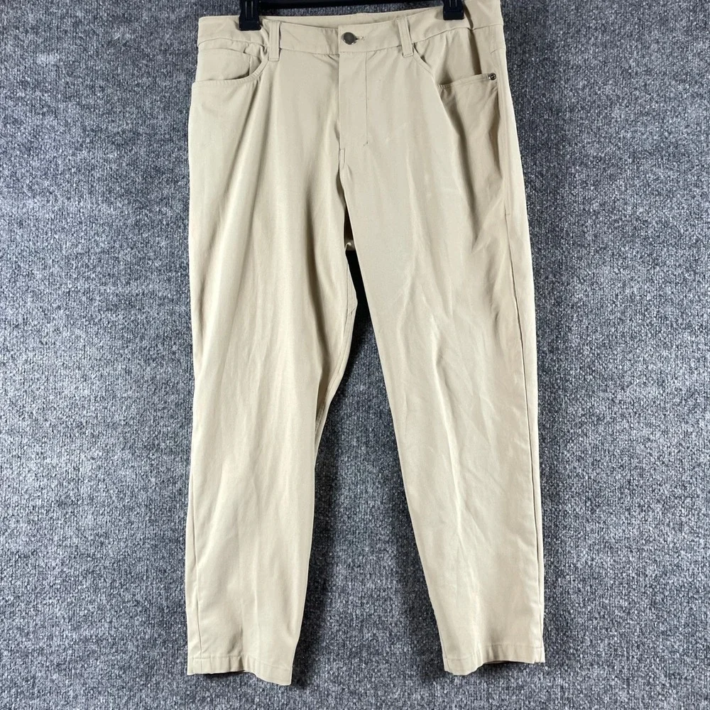 Lululemon Pants Mens 32x25 Tan Warpstreme Slim Fit 5 Pocket Trousers ABC Stretch
